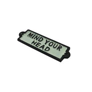 Mind Your Head Cast Iron Warning Plaque Handmade Crafts Wall Sign For Decor Custom Thick <b>Rustic</b> <b>Door</b> Sign Durable Rust Free - Product Image 1