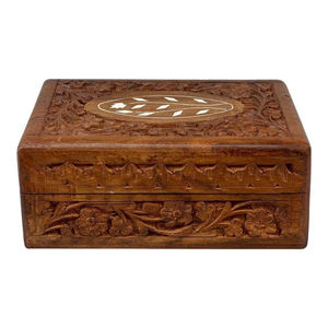 Rustic Wooden Engraving With Metal Storage <b>Box</b> For Jewelry <b>Keepsakes</b> & Vanity Storage Hand Carved Wooden <b>Box</b> For Wedding Gifting - Product Image 4