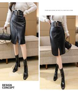 Nouvelle Collection : Mini-jupes décontractées en cuir véritable noir, taille régulière, respirantes et unies pour femmes - Product Image 6