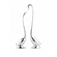 Haute qualité en aluminium oiseau cygne paire Sculpture miroir polonais espace de vie vitrine décor de table affichage métal maison artisanat décor