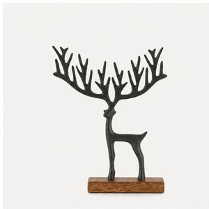 Escultura de Reno Navideño de Metal Negro Moderno al por Mayor con Base de Madera, Figura Minimalista de Ciervo de Aluminio para Decoración de Mesa - Product Image 3