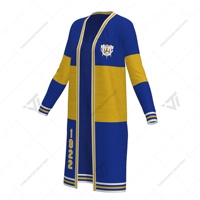 Vêtements de sororité Sigma Gamma Rho sur mesure en gros, cardigan long à blocs de couleur brodé pour femmes, style universitaire