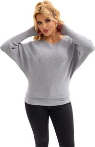 Suéter de Punto Extra Grande Negro para Mujer con Diseño de Puntos con Lentejuelas, Hombros Caídos, Manga Larga, Cuello Redondo, Top de Invierno - Product Image 3