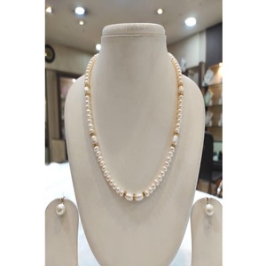 Glamorous Premium Quality Imitation Pearl <b>Long</b> Mala Pearls 1 Row <b>Necklace</b> Earring Set Women Girls Weddings Engagements - Product Image 2