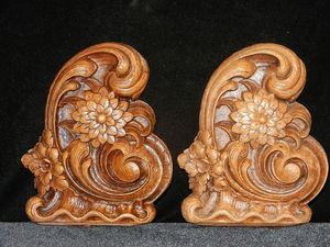 Artisan Handcrafted Wood <b>Bookends</b> with Floral Carvings | Elegant Sheesham Decor - Product Image 2