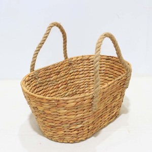 Water Hyacinth Rustic Oval <b>Basket</b> with <b>Jute</b> Rope Handles Eco-Friendly and Durable for Storage - Product Image 3