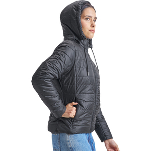 Chaqueta Acolchada para Mujer Talla Grande, Negra, con Cuello Alto, Cierre de Cremallera, Manga Larga, Abrigo Sólido - Product Image 2