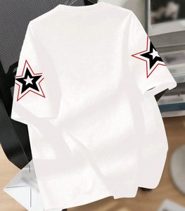 T-shirt décontracté imprimé avec logo Chicago 88 pour jeunes, style maillot blanc et noir, avec motif étoile du logo, durable, directement des fabricants - Product Image 2