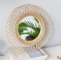 Petit miroir mural rond avec cadre doré, moderne, en métal, pour la décoration de la maison, vente en gros