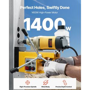 Trapano Magnetico Elettrico 1450W con 6 Punte per Foratura, Velocità Variabile e 2 Diametri di Foratura, 2878 Lbf - Product Image 2