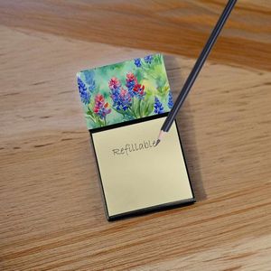 Blocs-notes auto-adhésifs Texas Bluebonnets Design aquarelle Distributeur rechargeable et accessoires de bureau vierges Nouveaux blocs-notes - Product Image 2