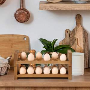 Wooden <b>Egg</b> Rack 12 Slots Double Layer Storage Holder for Kitchen Customized Shape Handmade Different Sizes <b>Eco</b>-Friendly - Product Image 3