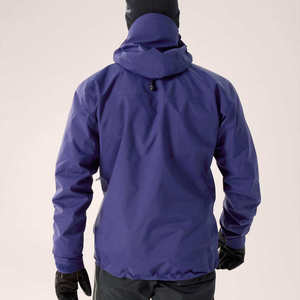 Men's Purple Waterproof Quick Dry Breathable Canvas <b>Fleece</b> Hooded Jacket with Zipper Pockets Sporty Autumn Outdoor Wear - Product Image 3