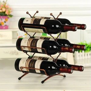 Rose Gold Metal Wine Rack - 8 Bottle <b>Tabletop</b> Wine Holder Countertop Display Stand Modern Geometric Stackable Wine <b>Storage</b> Rack - Product Image 2