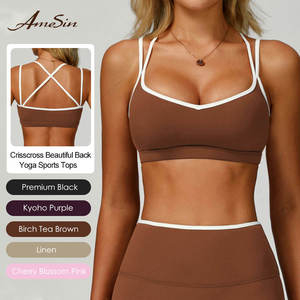 Double Shoulder Straps Camisole Removable Chest <b>Pad</b> for Material Eco-Friendly Gym Yoga Top Cross Back High Intensity <b>Running</b> - Product Image 3