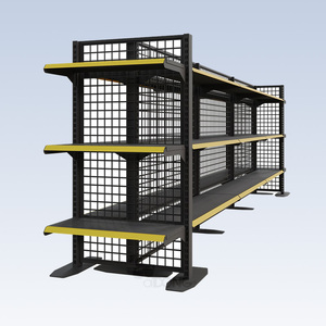 Double-Sided <b>Wire</b> Mesh Gondola <b>Shelving</b> | Retail Island Display <b>Rack</b> for Supermarket - Product Image 1