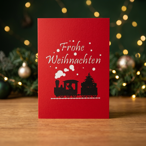 Carte pop-up 3D Tren de Noël tendance, Meilleure vente, Design personnalisé, Artisanat floral féerique, Artisanat du papier vietnamien pour Noël - Product Image 1