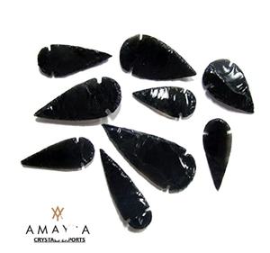 Punta de flecha de 1 pulgada de obsidiana negra natural, venta al por mayor, puntas de flecha de orgón para caza, comprar en línea de cristales Amayra, exportaciones DE LA India - Product Image 4