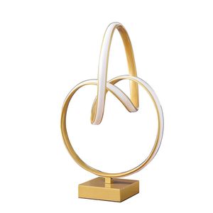 Lampada da tavolo moderna astratta Infinity da 19 pollici in oro opaco - Product Image 1