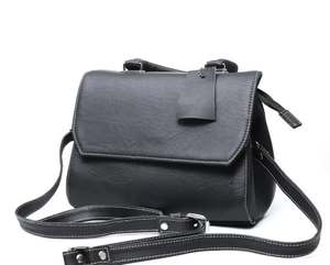 Sac bandoulière élégant en cuir véritable, couleur unie, fermeture à fermoir, sac à main quotidien pour femme - Product Image 1
