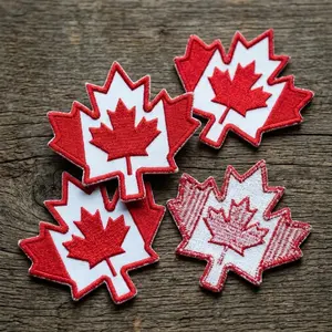 Parche Bordado con la Bandera de Canadá, con Gancho y Bucle, para Mochilas Tácticas, Insignias de Hoja de Arce en Tela PU, para Uniformes - Product Image 1