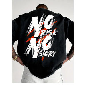 High Quality Crew Neck Heavy 100% Cotton T Shirts Customized Short Sleeve Heavyweight Oversized Graphic Screen Print <b>Tshirts</b> - Product Image 6