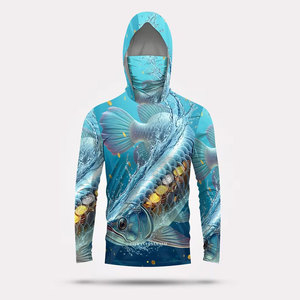 Chemise de pêche unisexe à capuche camouflage personnalisée UPF 50+ avec logo frontal, séchage rapide, respirante, coupe-vent, manches longues pour l'été - Product Image 5