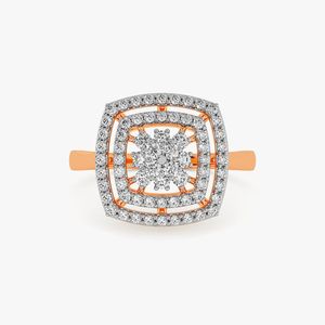 14K Rose Gold Double Cushion Halo Lab Grown Diamond Cluster Statement Ring - Product Image 2