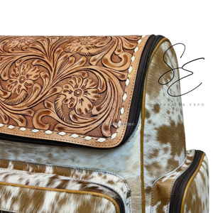 Large Diaper Leather <b>Bag</b> <b>Tooled</b> Leather Hair On Hide Jumbo <b>Backpack</b> Western Cowhide <b>Backpack</b> <b>Bag</b> Vintage Travel <b>Bag</b> Moms <b>Bag</b> - Product Image 3