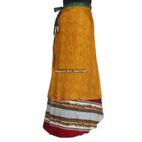 Rok Hippie Berkualitas Terbaik, Murah dan Cantik, 2 Lapis, Bolak-Balik, Bahan Sutra Ajaib, Rok Panjang, Rok Sutra Saree