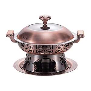 Plat de service de luxe en acier inoxydable doré martelé avec support pour buffet et maintien au chaud - Product Image 4