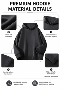 Sweat-shirt à capuche oversize pour homme, couleur unie, en coton French Terry, décontracté, pull-over, printemps, écologique, coupe ample - Product Image 4