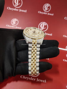 Montre en diamant de Moissanite de testeur de diamant de passe personnalisé de luxe montres de poignet mécaniques en acier inoxydable Buss Down - Product Image 3