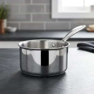 Premium 18cm Triply Stainless Steel Saucepan with Glass <b>Lid</b> 304 Food Grade Cookware for Induction Gas and Modern Kitchen - Product Image 2