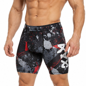 Shorts de compression pour hommes imprimés sur mesure, taille mi-haute élastique, short de yoga 100 % polyester, short de course ajusté pour hommes - Product Image 1