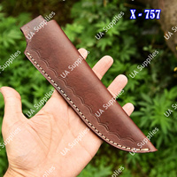 Étui à couteau en cuir de vachette cousu main, finition haut de gamme, logo personnalisé, moderne, OEM, pour lame fixe, tactique, extérieur, camping, ceinture verticale