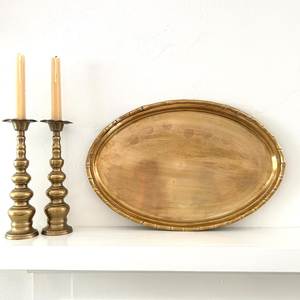 ถาดทองเหลืองงานฝีมือ ถาดเสิร์ฟโลหะสวยงาม สำหรับใช้ในบ้าน งานเลี้ยง งานแต่งงาน โรงแรม ร้านอาหาร และตกแต่ง - Product Image 1