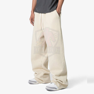 Pantalons de jogging amples personnalisés pour hommes, en coton mélangé doux, avec cordon de serrage réglable - Product Image 4