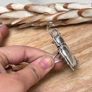 Anillo de latón con diseño de insecto estilo gótico neo, unisex, chapado en plata, para uso diario, fiestas, venta al por mayor - Product Image 4