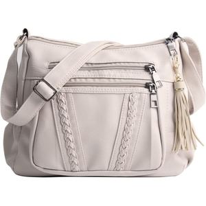 Sac à bandoulière en cuir PU pour femme, sac à main multi-poches, bandoulière réglable, fermeture à glissière, design tressé pour les voyages quotidiens - Product Image 2