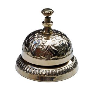 Campana de Mesa Decorativa de Aluminio Pulido Dorado, Campana de Mesa de Aluminio con Botón de Presión - Product Image 1