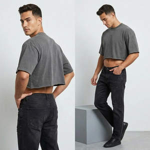 Men's Oversized Boxy T Shirts Workout Fitness Wear Boxy Tee Mens Gym Wear Crop <b>TShirts</b> Men's Sports Boxy T-Shirt Boys - Product Image 5