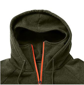 เสื้อฮู้ดดี้ครึ่งซิป Y2K ผ้าฟลีซคอตตอน 100% สีเขียวล้าง คุณภาพสูง ขายส่ง สำหรับผู้ชาย มีฮู้ดปิดหน้า สวมใส่สบายๆ - Product Image 4