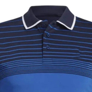 เสื้อโปโลผู้ชายลายทางถักแขนสั้นลำลองสีน้ำเงินทรงปกติ - Product Image 3