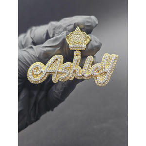 Custom "SARAH" <b>Name</b> Pendant Heart Iced Out Hip Hop Necklace Gold Bling Lab Grown Diamond <b>Chain</b> Jewelry Gift - Product Image 2