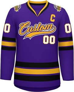 Maillot de hockey sur glace 100% polyester respirant brodé, design personnalisé, couleurs et tailles personnalisées, prix raisonnable, maillot de hockey sur glace - Product Image 4