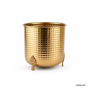 Poubelle en laiton martelé artisanal, style vintage, pour la maison et les restaurants, au prix de gros. - Product Image 4