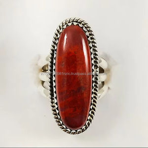 Vente chaude solide 925 argent Sterling rouge rivière jaspe anneau pour les femmes mince bande parfaite guérison cristal cadeau anneau - Product Image 1