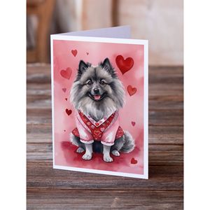 Whimsical A7 Tamaño 5x7 Keeshond My Valentine Tarjetas de notas en blanco Paquete de 8 con sobres Tarjetas de felicitación - Product Image 2