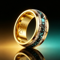 Bague en carbure de tungstène avec incrustation de bois de cerf et de turquoise, alliance de 8 mm pour hommes et femmes, bijoux de luxe naturels en gros